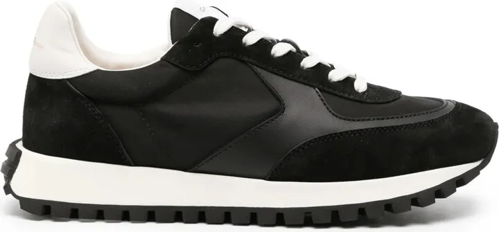 Gravel suede-trim sneakers
