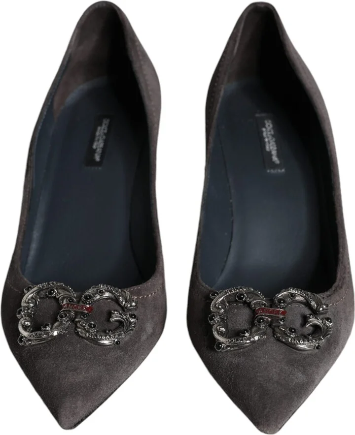 Gray Amore Suede Bellucci Heels Pumps Women's Shoes (Pre-Owned) - Image 2