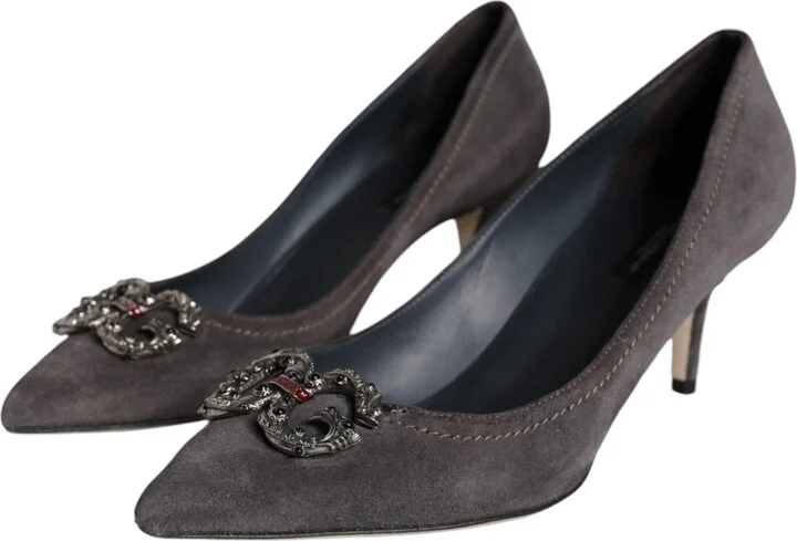 Gray Amore Suede Bellucci Heels Pumps Women's Shoes (Pre-Owned) - Image 3