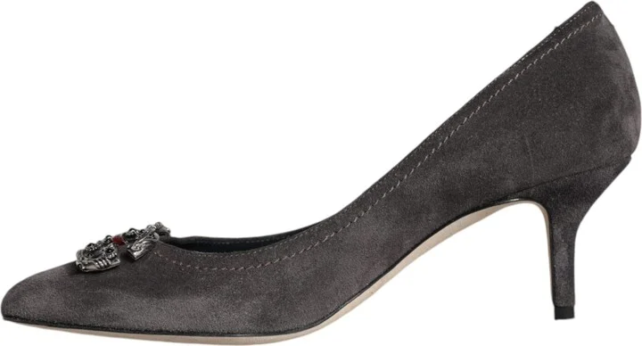 Gray Amore Suede Bellucci Heels Pumps Women's Shoes (Pre-Owned) - Image 5