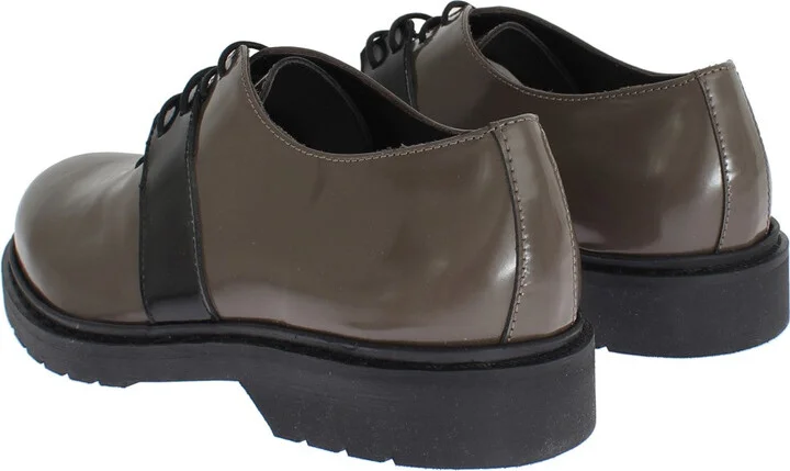 Gray Brown Leather Laceups Women's Shoes - Image 5