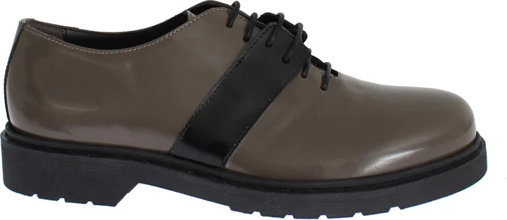 Gray Brown Leather Laceups Women's Shoes