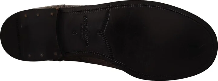Gray Crocodile Leather Derby Men's Boots - Image 5