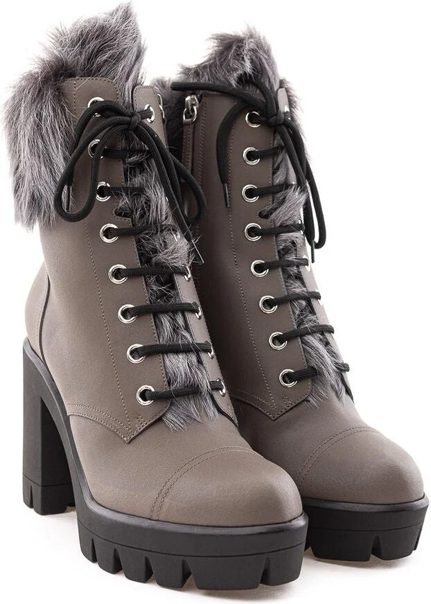 Gray Eco Leather Women's Boot - Image 2