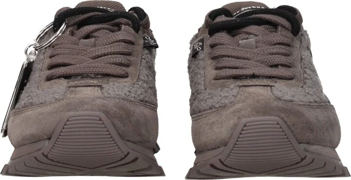 Gray Fur Chunky Women's Sneakers - Image 3
