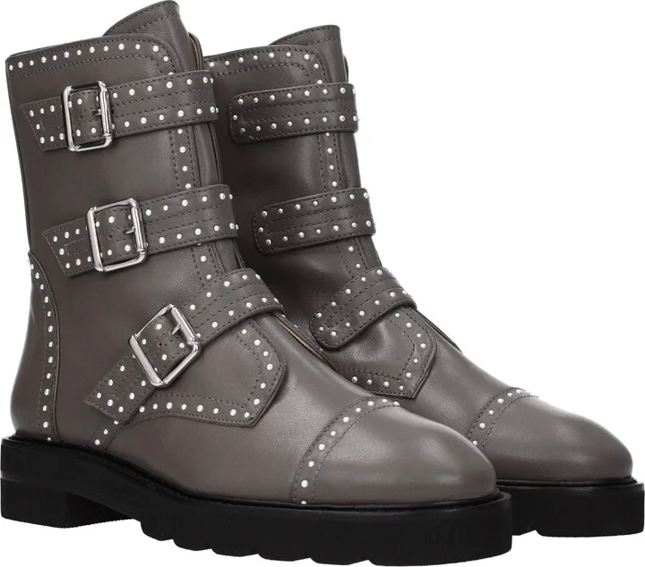 Gray Leather Ankle Women's Boots - Image 2