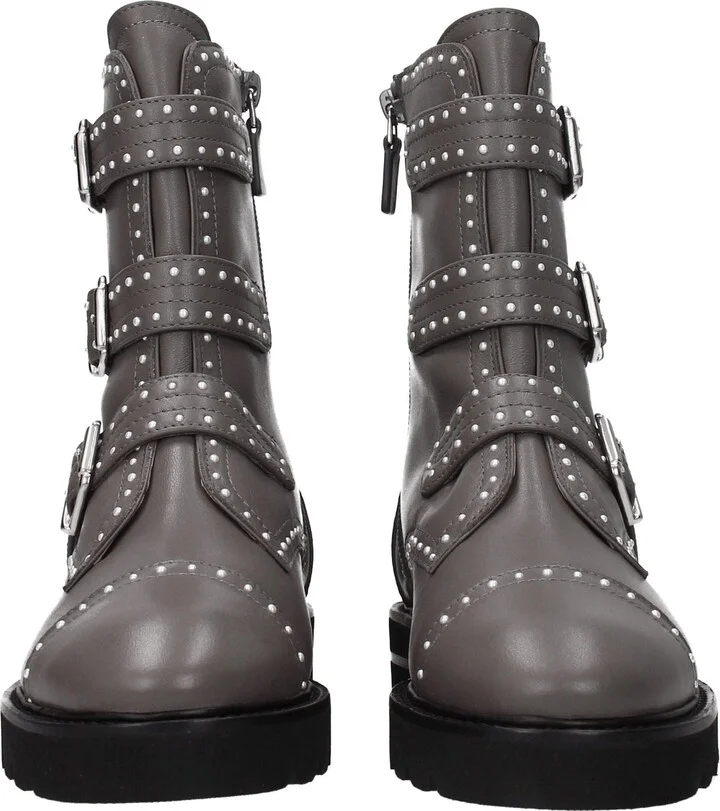 Gray Leather Ankle Women's Boots - Image 3