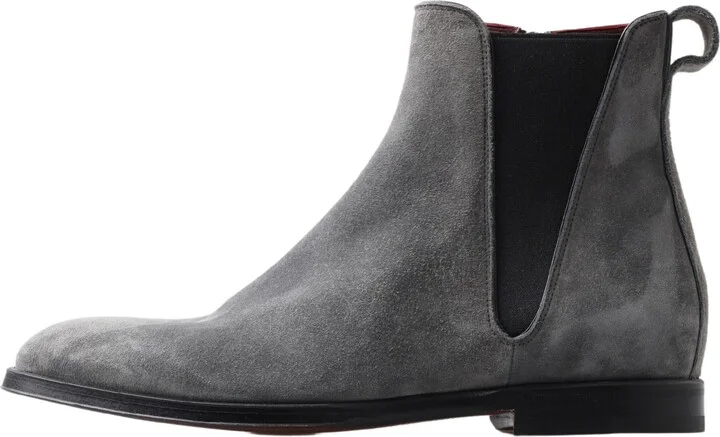 Gray Leather Men Ankle Boots Men's Shoes - Image 2