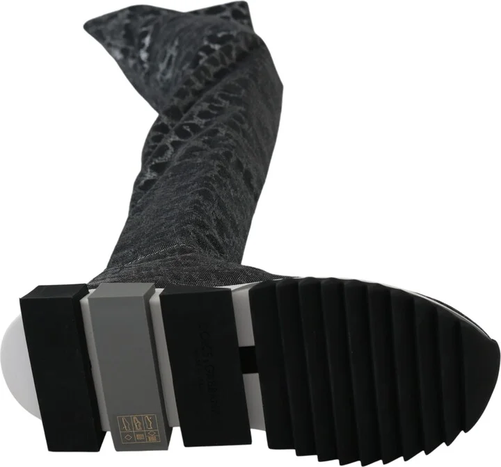 Gray Leopard High Top Sneakers Booties Women's Shoes - Image 3