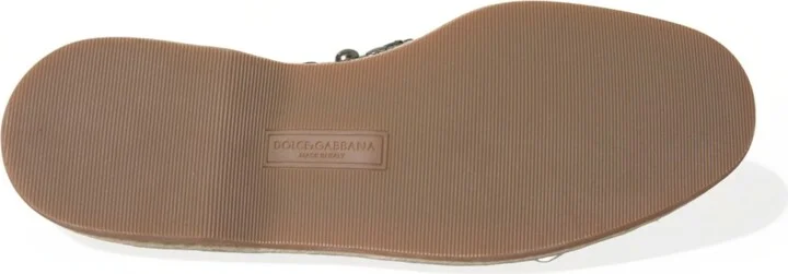 Gray Linen Leather Studded Loafers Men's Shoes - Image 6