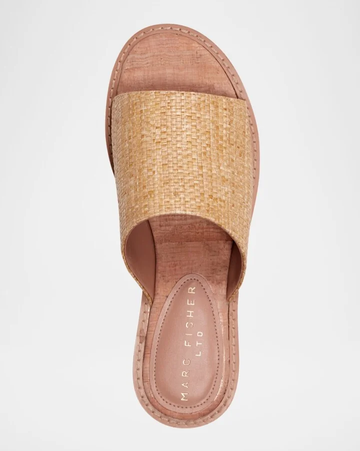 Grayce Woven Raffia and Leather Sandals - Image 3