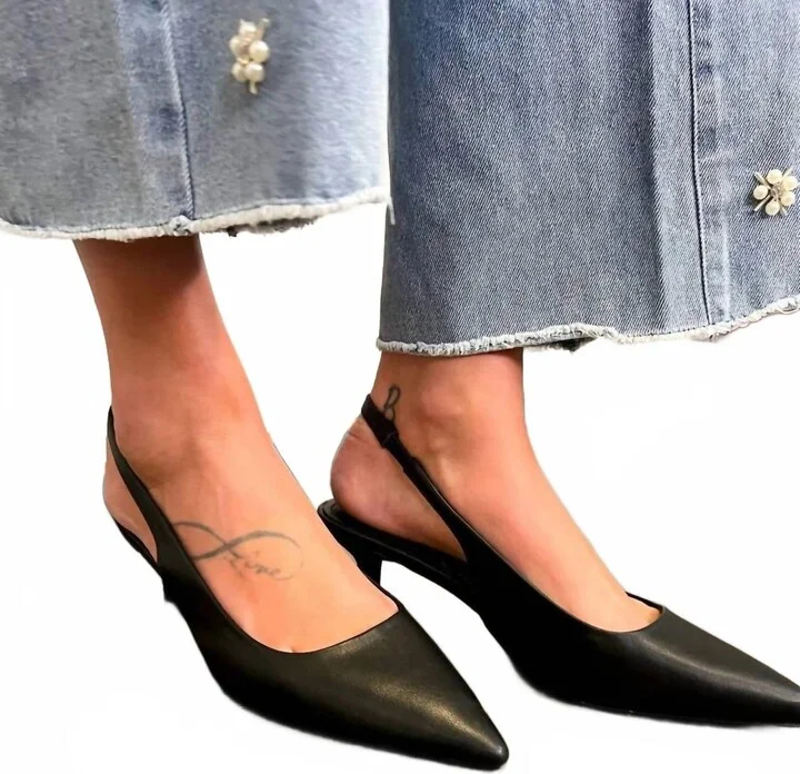 Grazia Slingback Kitten Heel Sandals In Black