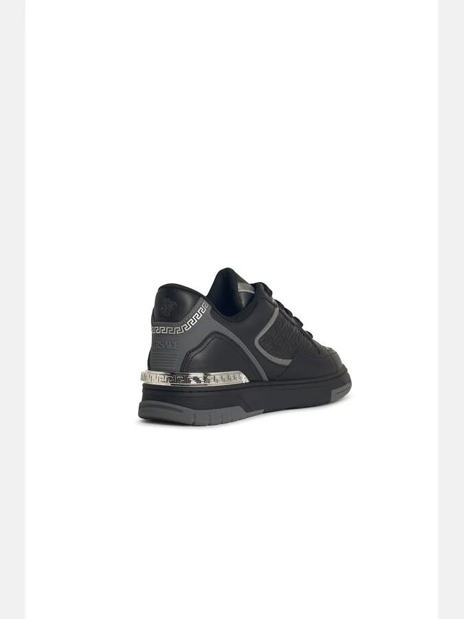'greca' Black Leather Blend Sneakers - Image 3