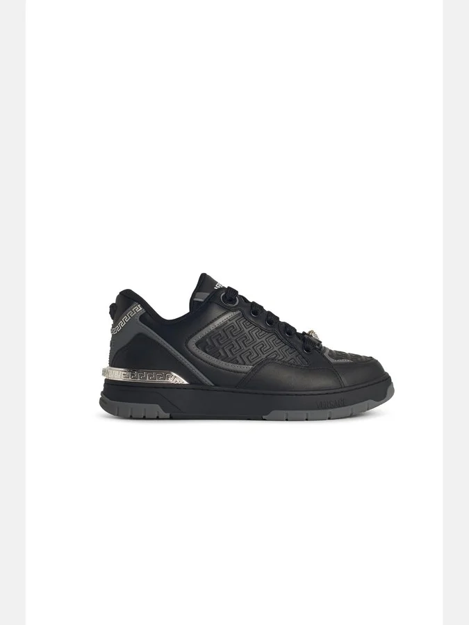 'greca' Black Leather Blend Sneakers