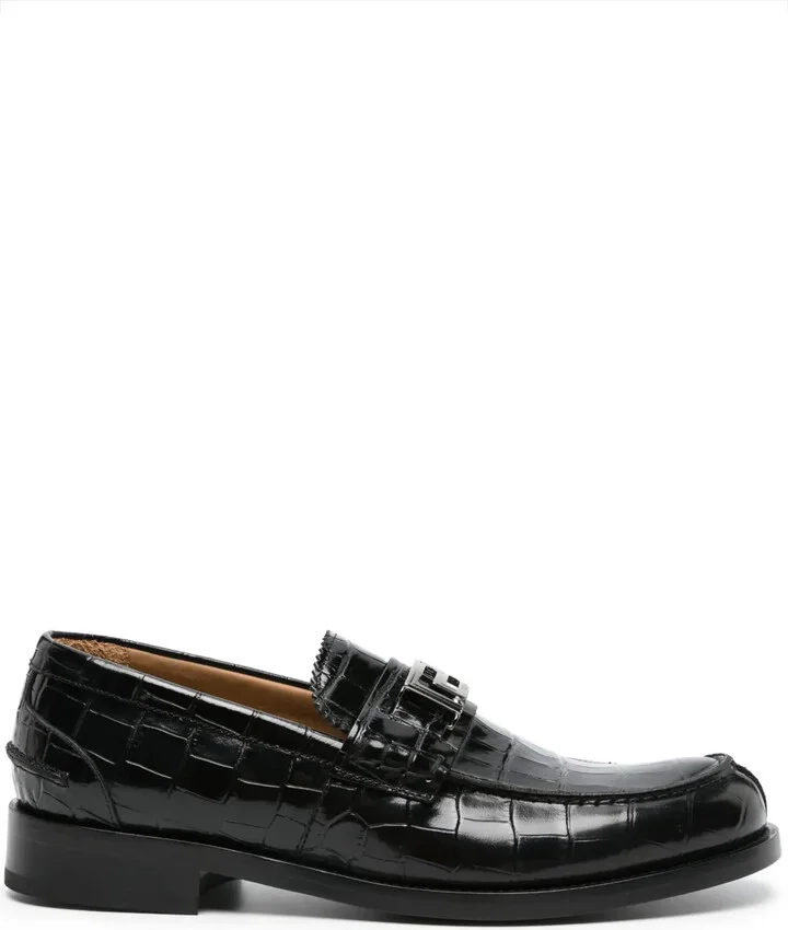 Greca crocodile-effect loafers