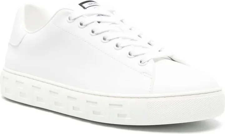 Greca-embossed leather sneakers - Image 2