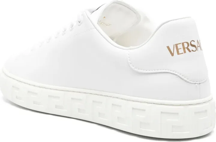 Greca-embossed leather sneakers - Image 3