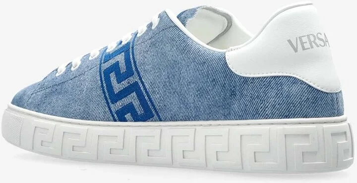 Greca Embroidered Denim Sneakers - Image 2
