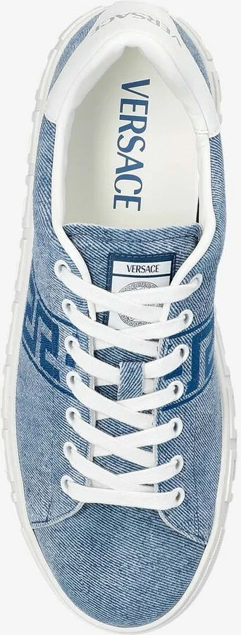 Greca Embroidered Denim Sneakers - Image 3