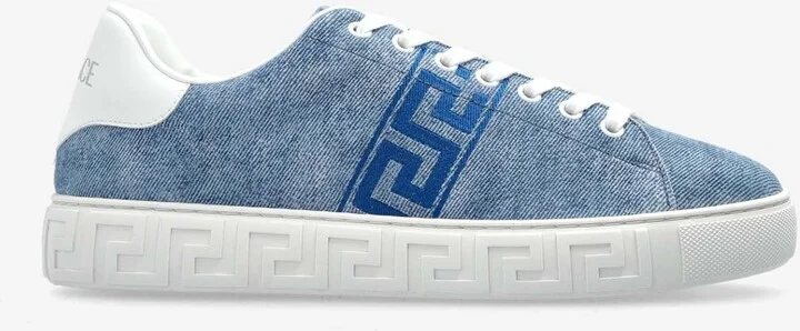 Greca Embroidered Denim Sneakers