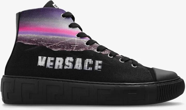 Greca Hills Print High-Top Sneakers