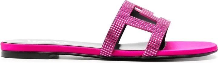 Greca Maze crystal flat sandals