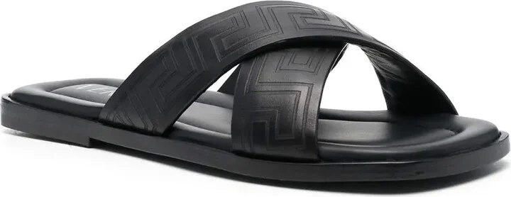 Greca-pattern open-toe slides - Image 2