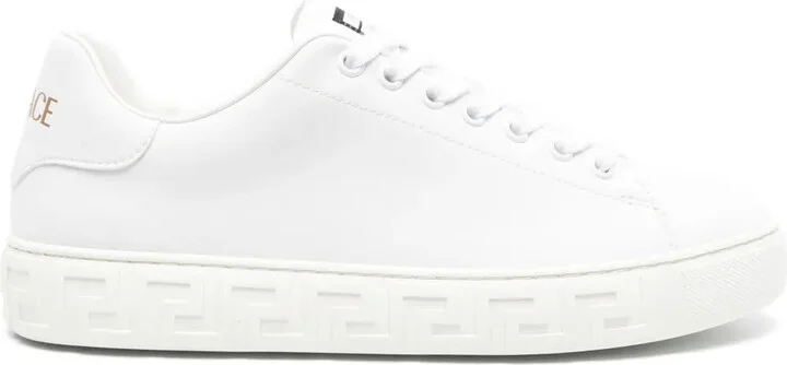 Greca Print Leather Sneakers