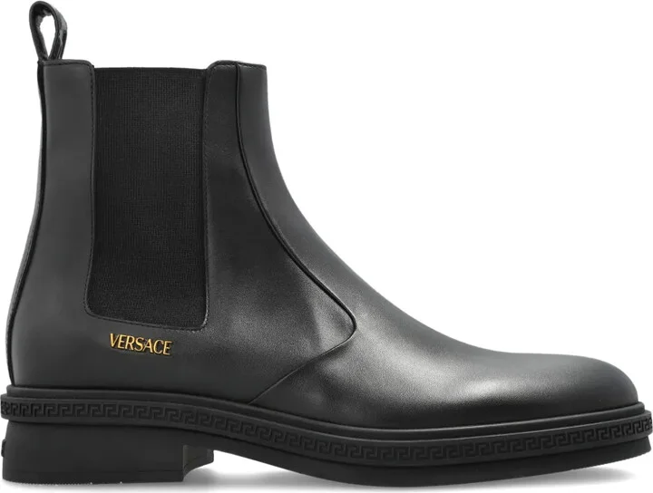 Greca-trim leather Chelsea boots