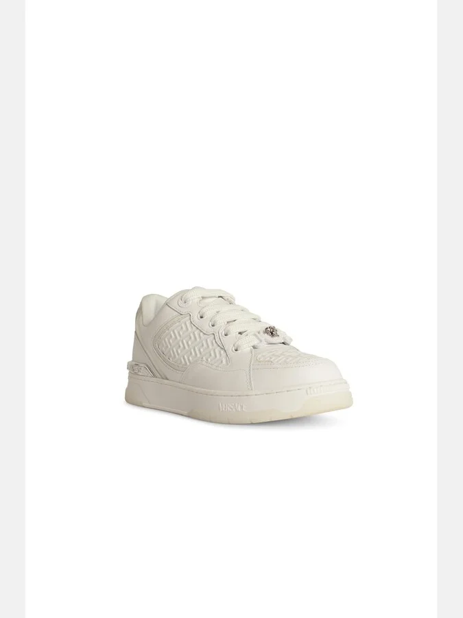 'greca' White Leather Blend Sneakers - Image 2