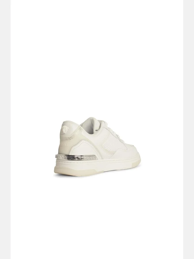 'greca' White Leather Blend Sneakers - Image 3