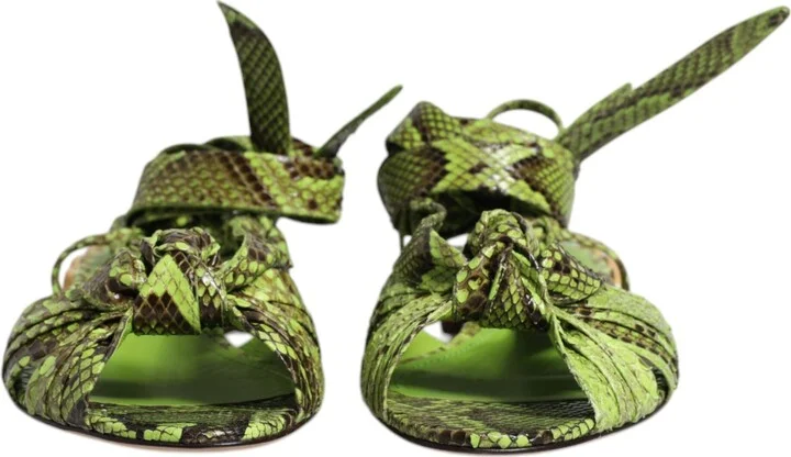 Green Animal Print Ankle Wrap Sandals Women's Shoes - Image 2