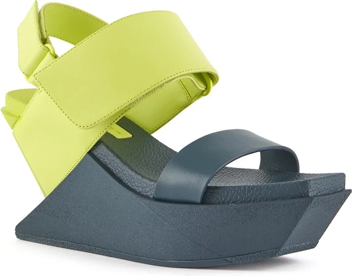 Green / Blue Delta Wedge Sandal - Cyber Lime - Image 3