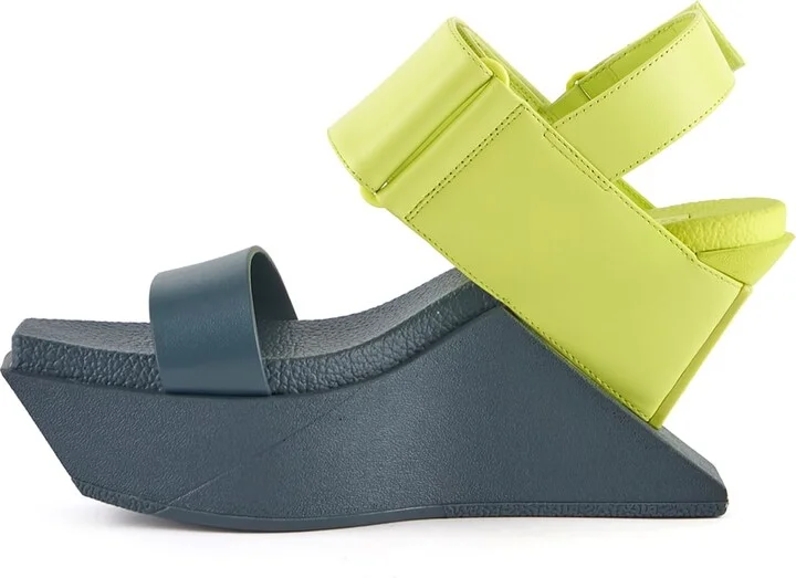 Green / Blue Delta Wedge Sandal - Cyber Lime - Image 4