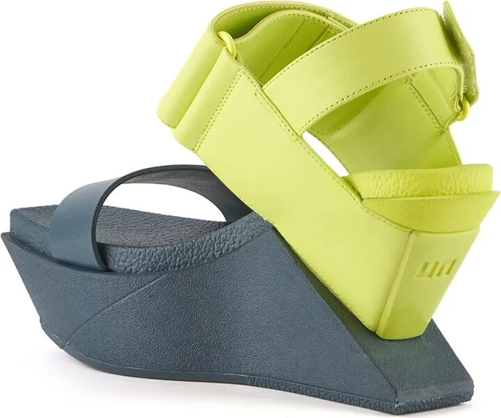Green / Blue Delta Wedge Sandal - Cyber Lime - Image 5