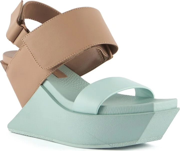Green / Brown Delta Wedge Sandal - Fresh Mint - Image 2
