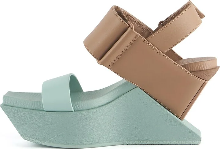 Green / Brown Delta Wedge Sandal - Fresh Mint - Image 3