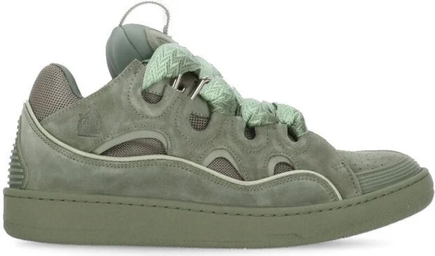 Green Cotton Curb Sneakers