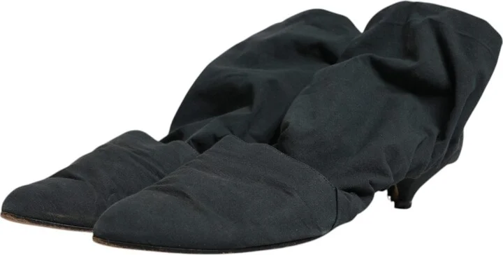 Green Cotton Sock Style Ankle Boots Women's Shoes (Pre-Owned) - Image 4