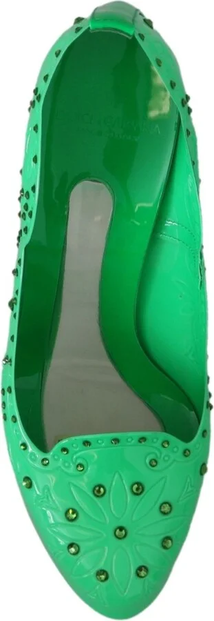 Green Crystal Floral CINDERELLA Heels Women's Shoes - Image 2