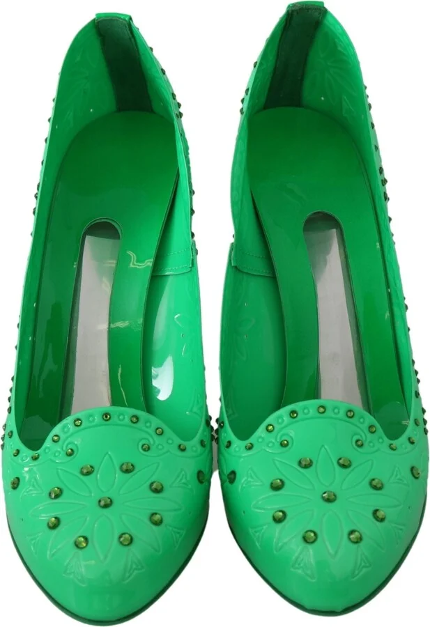 Green Crystal Floral CINDERELLA Heels Women's Shoes - Image 4
