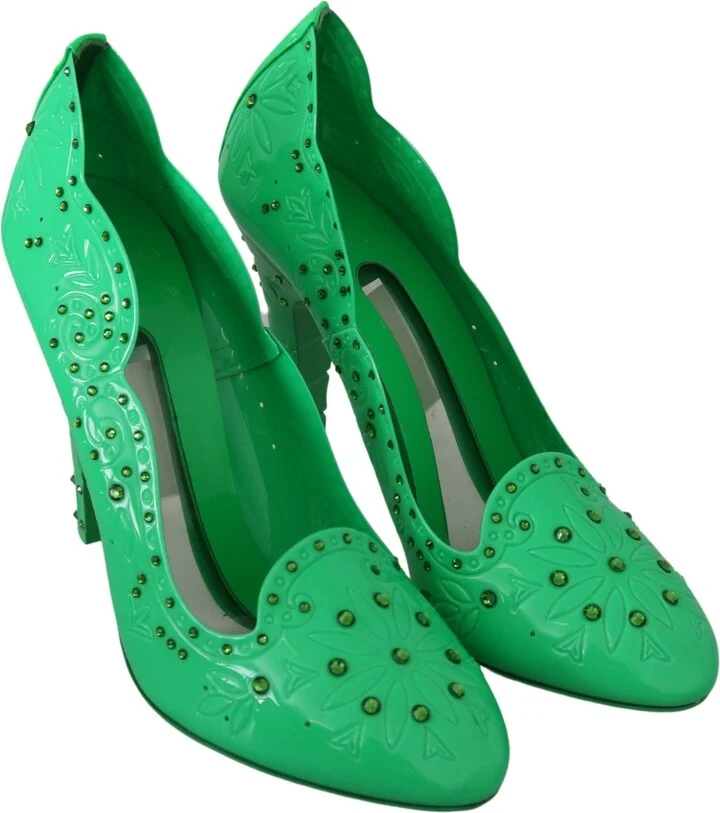 Green Crystal Floral Heels CINDERELLA Women's Shoes - Image 5