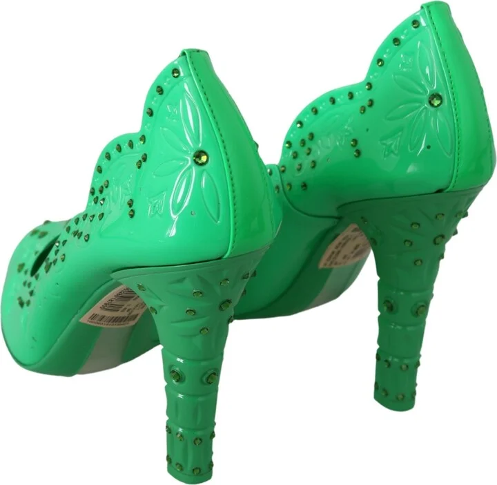 Green Crystal Floral Heels CINDERELLA Women's Shoes - Image 6
