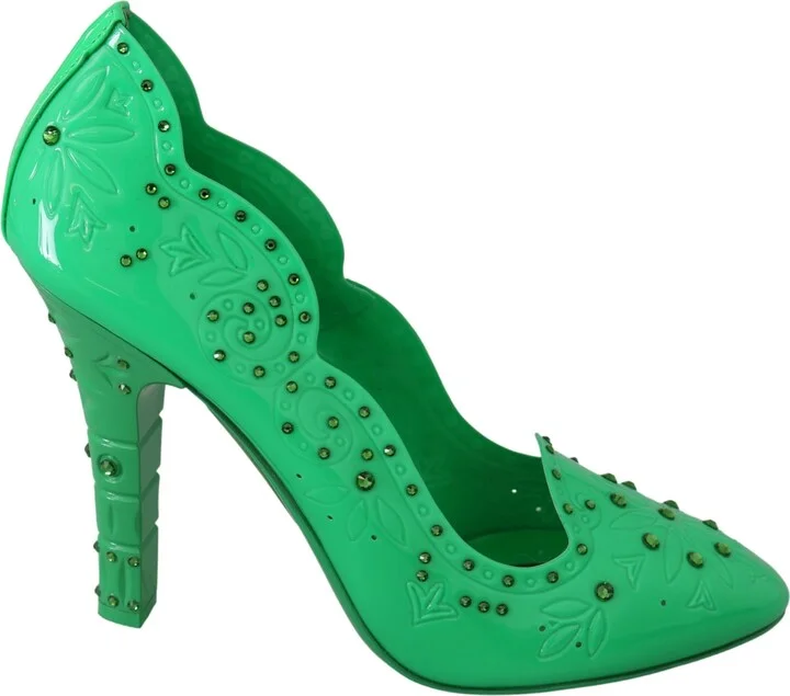 Green Crystal Floral Heels CINDERELLA Women's Shoes