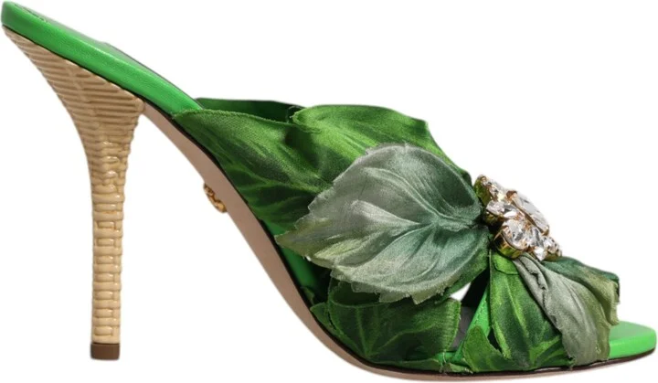 Green Crystal Slides KEIRA Sandal Women's Shoes