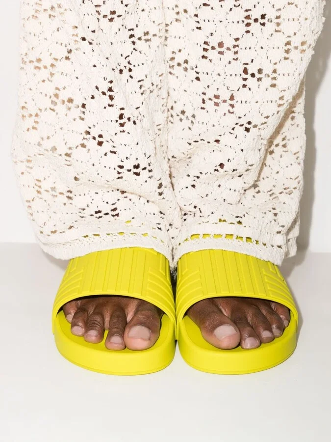 Green Embossed Rubber Slides - Image 3