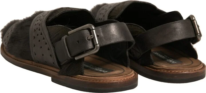 Green Gazelle Hair Leather Flats Sandals Men's Shoes - Image 5
