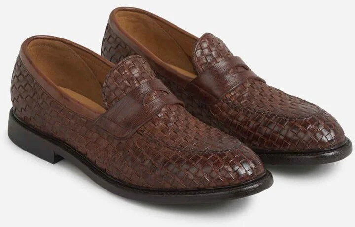 Green George Braided Leather Loafers - Image 2