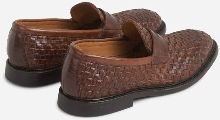 Green George Braided Leather Loafers - Image 3