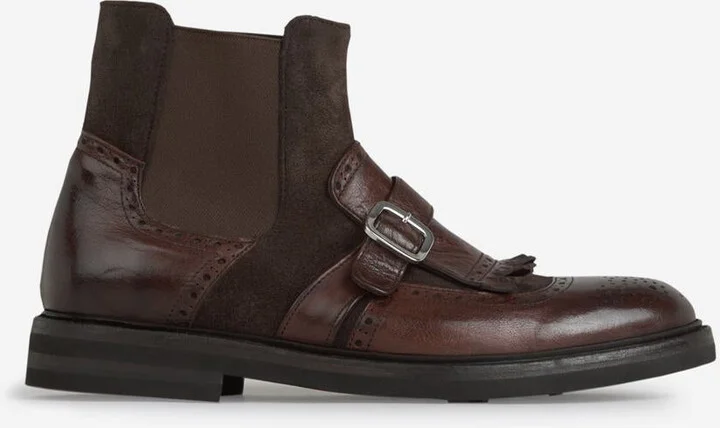 Green George Leather Buckle Ankle Boots